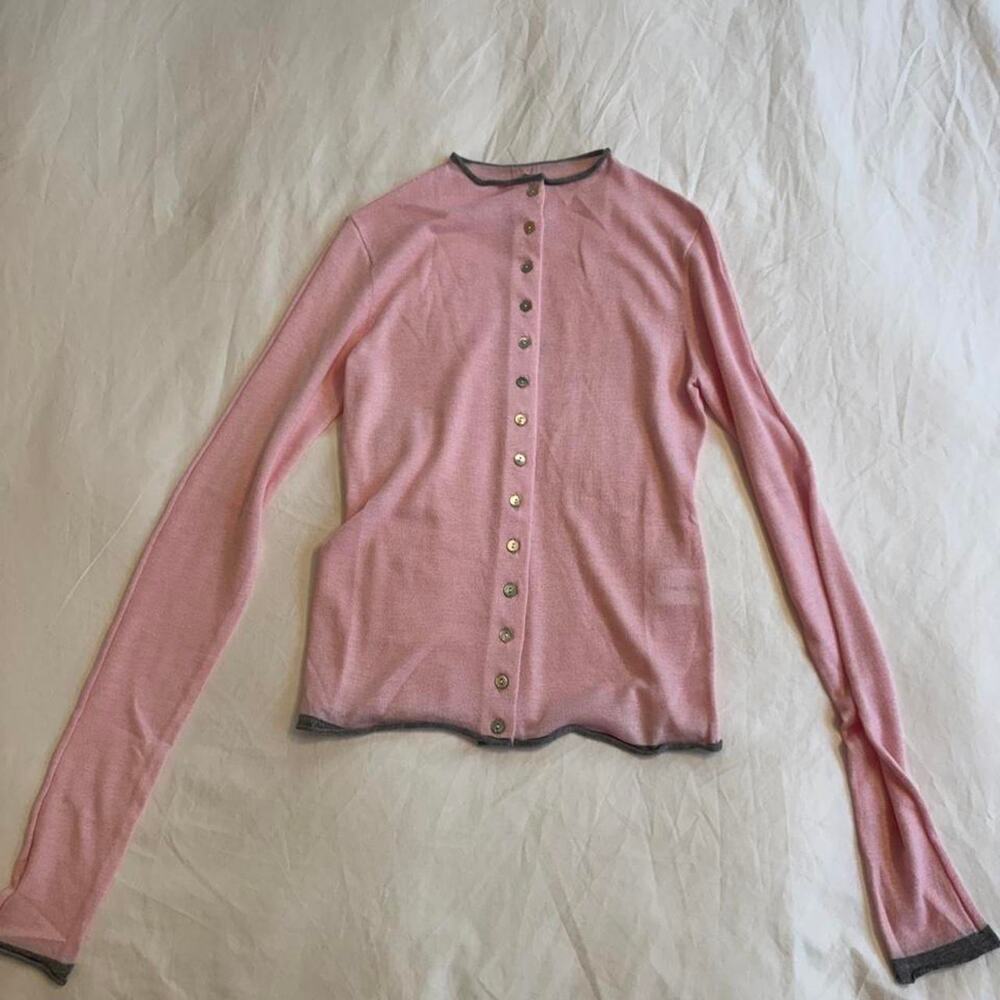 Frankies bikinis pink long sleeve cardigan